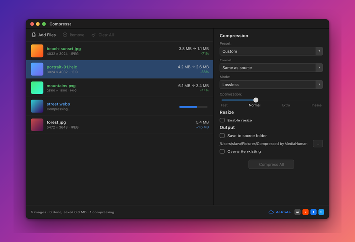 MediaHuman Compressa screenshot