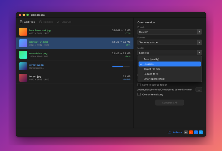 MediaHuman Compressa screenshot