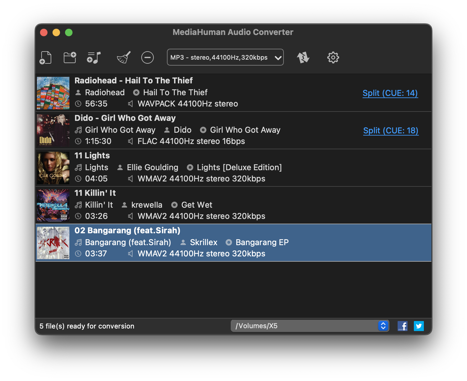 MediaHuman Audio Converter main window